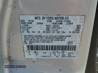 2008 Mercury Mariner Premier with VIN 4M2CU97178KJ46331, listed as a Copart auction lot 52214805 with 188,315 mi miles and Salvage title. Bid and sale history available at DreamBid. Image 14.