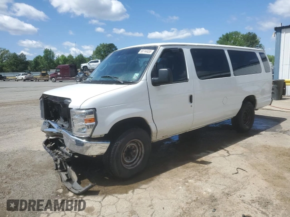 2012 Ford Econoline Passenger XL with VIN 1FBSS3BL5CDA01156, listed as a Copart auction lot 50744455 with 386,889 mi miles and Salvage title. Bid and sale history available at DreamBid. Image 1.