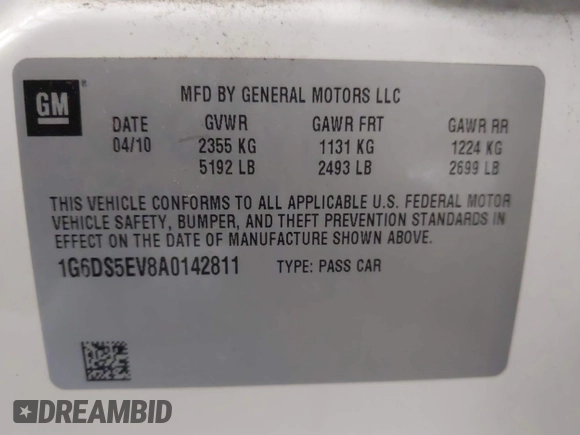 2010 Cadillac CTS Premium with VIN 1G6DS5EV8A0142811, listed as a IAAI auction lot 42562666 with 177,963 mi miles and . Bid and sale history available at DreamBid. Image 9.