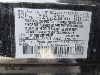 2021 Nissan Sentra S with VIN 3N1AB8BV7MY325622, listed as a IAAI auction lot 41429430 with 50,521 mi miles and . Bid and sale history available at DreamBid. Image 9.