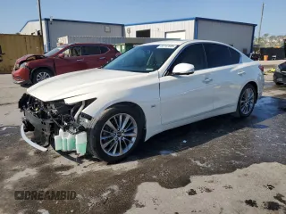 2019 Infiniti Q50 Luxe z VIN JN1EV7AP3KM541621, wystawiony jako Copart lot #52747605 z przebiegiem 61 452 mil mil oraz Szkoda całkowita • Salvage title. Historia ofert i sprzedaży dostępna na DreamBid. Obrazek 1.