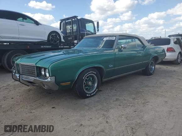1972 Oldsmobile Cutlass with VIN 3J67K2M135052, listed as a Copart auction lot 75190394 with 78,577 mi miles and Non Repairable. Bid and sale history available at DreamBid. Image 1.