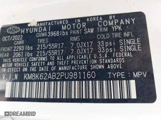 2023 Hyundai Kona SEL with VIN KM8K62AB2PU981160, listed as a IAAI auction lot 41912402 with 107,495 mi miles. Bid and sale history available at carsss.com. Image 9.