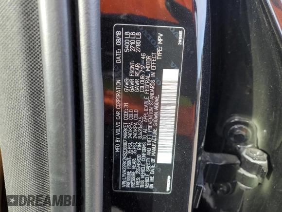 2019 Volvo XC60 Momentum with VIN LYVA22RK2KB238887, listed as a Copart auction lot 87608805 with 44,694 mi miles and Salvage title. Bid and sale history available at DreamBid. Image 13.