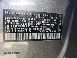 2017 Volkswagen Jetta SEL z VIN 3VWL17AJ6HM392174, wystawiony jako Copart lot #57771225 z przebiegiem 31 148 mil mil oraz Szkoda całkowita • Salvage title. Historia ofert i sprzedaży dostępna na DreamBid. Obrazek 12.