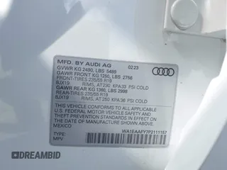 2023 Audi Q5 S line Premium Plus z VIN WA1EAAFY7P2111157, wystawiony jako IAAI lot #41953269 z przebiegiem 14 311 mil mil oraz . Historia ofert i sprzedaży dostępna na DreamBid. Obrazek 9.