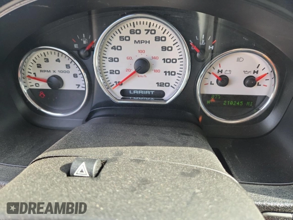 2005 Ford F-150 XLT with VIN 1FTPW14525FB75086, listed as a Copart auction lot 62744005 with 210,245 mi miles and Salvage title. Bid and sale history available at DreamBid. Image 9.