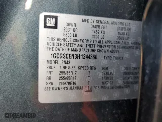 2017 Chevrolet Colorado 2WD LT with VIN 1GCGSCEN3H1244360, listed as a Copart auction lot 46987445 with 144,236 mi miles and Salvage Title. Bid and sale history available at carsss.com. Image 12.
