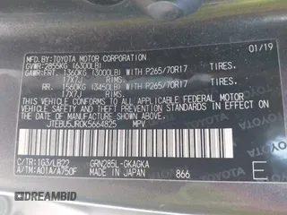 2019 Toyota 4Runner SR5 с VIN JTEBU5JR0K5664825, выставлен на аукционе IAAI как лот 42104780 с пробегом 64 209 миль миль и . История ставок и продаж доступна на DreamBid. Изображение 9.