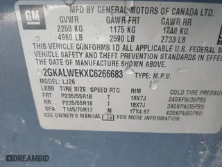 2012 GMC Terrain SLT-2 with VIN 2GKALWEKXC6266683, listed as a IAAI auction lot 41766495 with 1 mi miles. Bid and sale history available at carsss.com. Image 9.