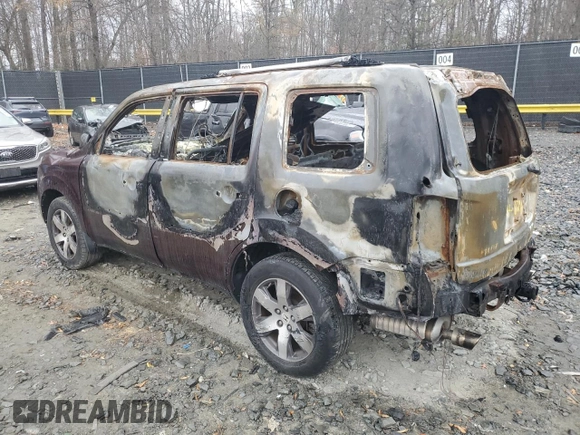 2013 Honda Pilot Touring with VIN 5FNYF4H92DB047890, listed as a Copart auction lot 84795324 with Not Provided miles and Non Repairable. Bid and sale history available at carsss.com. Image 2.