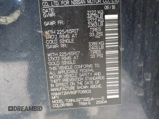 2016 Nissan Rogue SV z VIN KNMAT2MV6GP708803, wystawiony jako IAAI lot #42049440 z przebiegiem 107 359 mil mil oraz . Historia ofert i sprzedaży dostępna na DreamBid. Obrazek 9.
