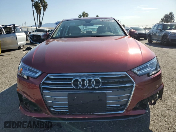 2019 Audi A4 Premium Plus with VIN WAUENAF41KA044624, listed as a Copart auction lot 50043695 with 12,368 mi miles and Salvage Title. Bid and sale history available at carsss.com. Image 5.