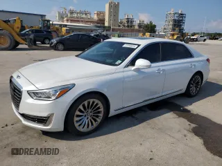2017 Genesis G90 5.0L Ultimate with VIN KMHG54JHXHU023801, listed as a Copart auction lot 72280024 with 104,721 mi miles and Non Repairable. Bid and sale history available at carsss.com. Image 1.