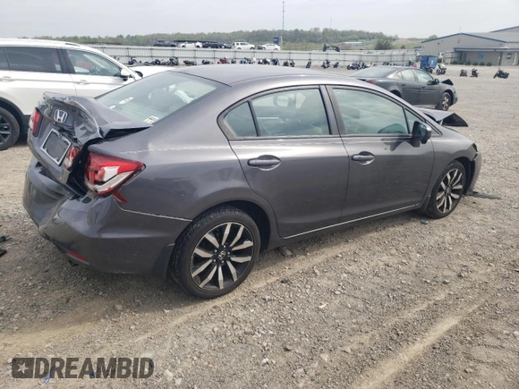 2014 Honda Civic EX-L with VIN 19XFB2F90EE079318, listed as a Copart auction lot 53682475 with 104,476 mi miles and Salvage Title. Bid and sale history available at DreamBid. Image 3.
