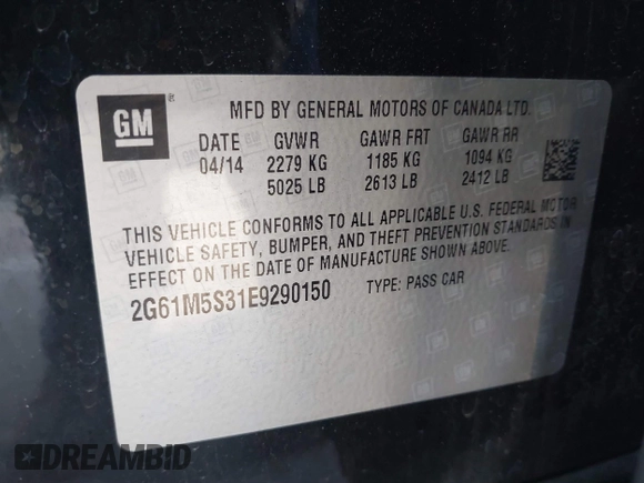 2014 Cadillac XTS Luxury with VIN 2G61M5S31E9290150, listed as a IAAI auction lot 41653055 with 174,553 mi miles and . Bid and sale history available at DreamBid. Image 9.