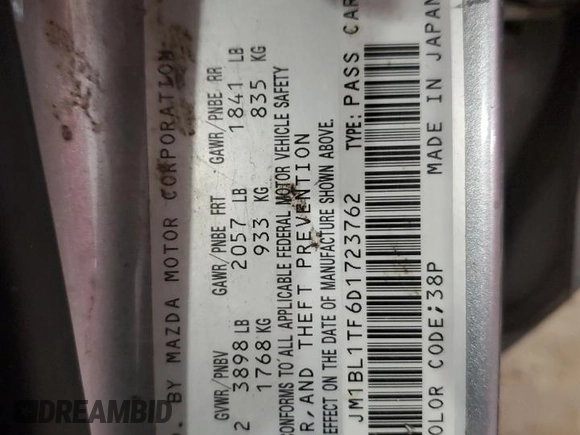 2013 Mazda 3 i SV z VIN JM1BL1TF6D1723762, wystawiony jako Copart lot #59711775 z przebiegiem Nie podano mil oraz Szkoda całkowita • Salvage title. Historia ofert i sprzedaży dostępna na DreamBid. Obrazek 12.