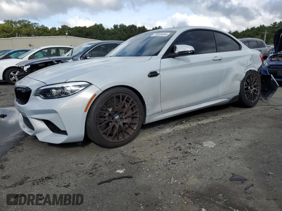 2019 BMW M2 Competition with VIN WBS2U7C51K7D09463, listed as a Copart auction lot 70858494 with 53,327 mi miles and Salvage Title. Bid and sale history available at carsss.com. Image 1.