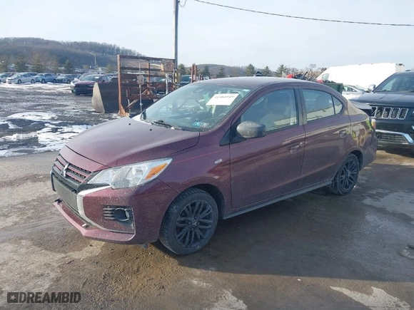 2022 Mitsubishi Mirage G4 ES with VIN ML32FUFJ5NHF02502, listed as a IAAI auction lot 41584949 with 79745 miles. Bid and sale history available at carsss.com. Image 2.