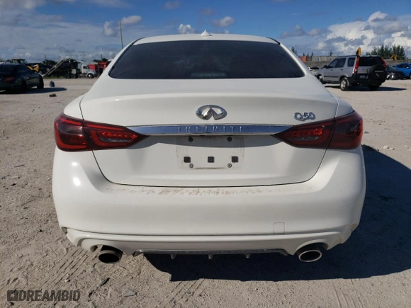 2018 Infiniti Q50 2.0t PURE with VIN JN1CV7AP6JM241156, listed as a Copart auction lot 72443774 with 55,609 mi miles and Salvage Title. Bid and sale history available at carsss.com. Image 6.