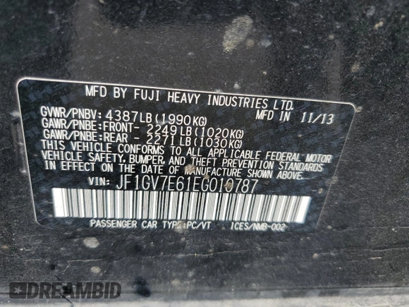 2014 Subaru WRX WRX с VIN JF1GV7E61EG010787, выставлен на аукционе Copart как лот 61637585 с пробегом 143 319 миль миль и Списание • Salvage title. История ставок и продаж доступна на DreamBid. Изображение 13.