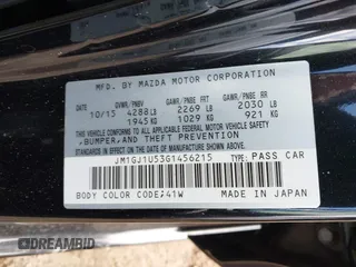 2016 Mazda 6 i Sport with VIN JM1GJ1U53G1456215, listed as a IAAI auction lot 42007866 with 118,925 mi miles and . Bid and sale history available at DreamBid. Image 9.