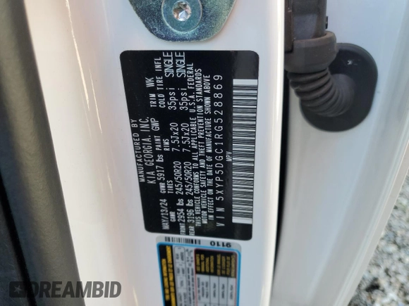 2024 Kia Telluride SX X-Line with VIN 5XYP5DGC1RG528869, listed as a Copart auction lot 46706075 with 13,779 mi miles and Salvage Title. Bid and sale history available at carsss.com. Image 12.