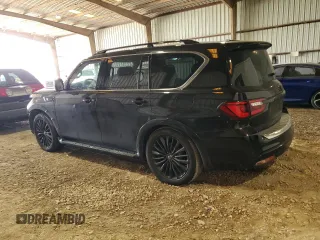 2018 Infiniti QX80 with VIN JN8AZ2NF1J9663887, listed as a Copart auction lot 66756394 with 81,628 mi miles and Salvage Title. Bid and sale history available at carsss.com. Image 2.