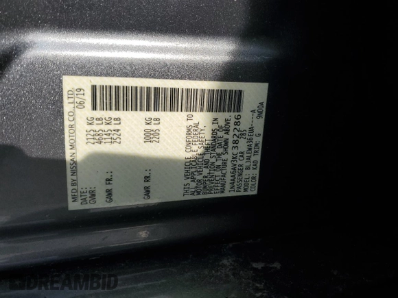 2019 Nissan Maxima SV with VIN 1N4AA6AV3KC382286, listed as a Copart auction lot 51043675 with 94,096 mi miles and Salvage Title. Bid and sale history available at DreamBid. Image 14.