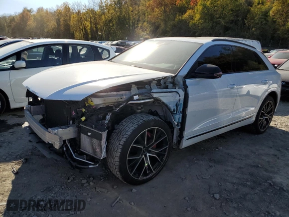 2022 Audi Q8 Premium Plus with VIN WA1EVBF13ND009465, listed as a Copart auction lot 76767644 with 49,868 mi miles and Salvage Title. Bid and sale history available at carsss.com. Image 1.