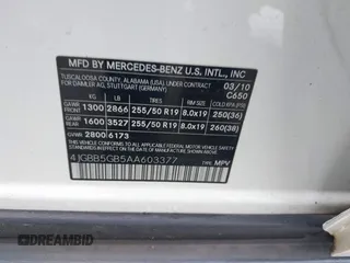 2010 Mercedes-Benz M 350 with VIN 4JGBB5GB5AA603377, listed as a IAAI auction lot 39926525 with 223,308 mi miles and . Bid and sale history available at DreamBid. Image 9.