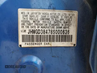 2008 Honda Fit with VIN JHMGD38478S000636, listed as a Copart auction lot 44699905 with 154,107 mi miles and Salvage title. Bid and sale history available at DreamBid. Image 12.