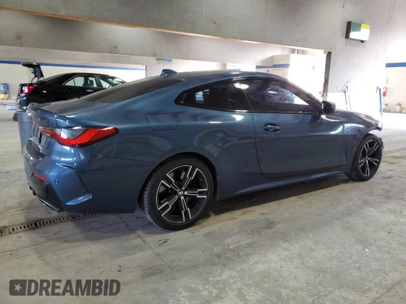 2021 BMW 4 Series M440i xDrive with VIN WBA13AR02MCF24680, listed as a Copart auction lot 43516895 with 48,195 mi miles and Salvage Title. Bid and sale history available at DreamBid. Image 3.