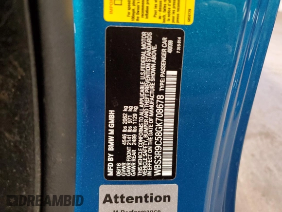 2016 BMW M4 with VIN WBS3R9C58GK708678, listed as a Copart auction lot 81823173 with 0 mi miles. Bid and sale history available at carsss.com. Image 13.