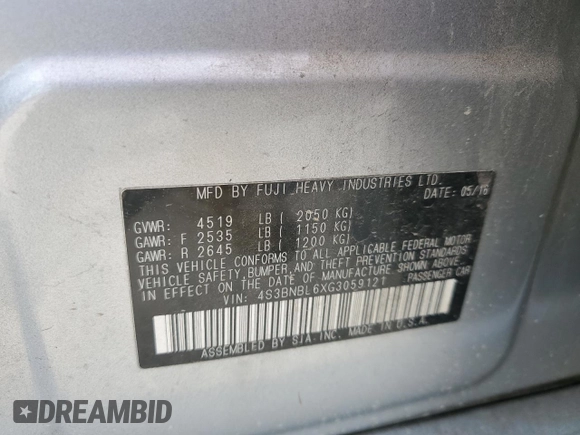 2016 Subaru Legacy Limited с VIN 4S3BNBL6XG3059121, выставлен на аукционе Copart как лот 52002085 с пробегом 96 813 миль миль и Списание • Salvage title. История ставок и продаж доступна на DreamBid. Изображение 14.