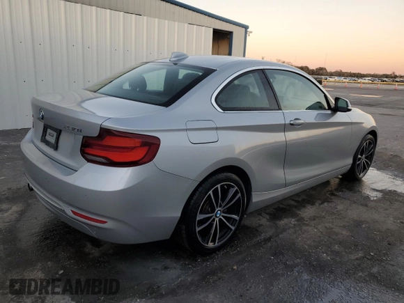 2020 BMW 2 Series 230i with VIN WBA2J1C09L7F46458, listed as a Copart auction lot 42691185 with 43,883 mi miles and Non Repairable. Bid and sale history available at carsss.com. Image 3.