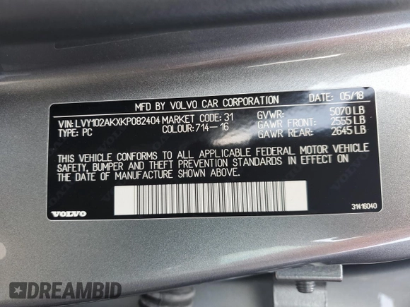 2019 Volvo S90 Momentum с VIN LVY102AKXKP082404, выставлен на аукционе Copart как лот 51883283 с пробегом 89 108 миль миль и . История ставок и продаж доступна на DreamBid. Изображение 12.