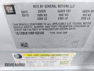 2011 Chevrolet Malibu 1LS with VIN 1G1ZB5E15BF182349, listed as a IAAI auction lot 41456341 with 150,207 mi miles and . Bid and sale history available at DreamBid. Image 9.