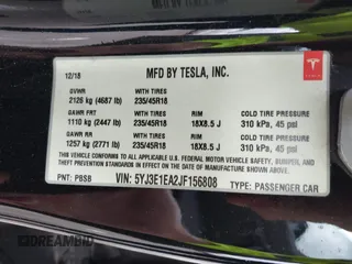 2018 Tesla Model 3 Long Range Battery z VIN 5YJ3E1EA2JF156808, wystawiony jako IAAI lot #42160829 z przebiegiem 106 258 mil mil oraz . Historia ofert i sprzedaży dostępna na DreamBid. Obrazek 9.
