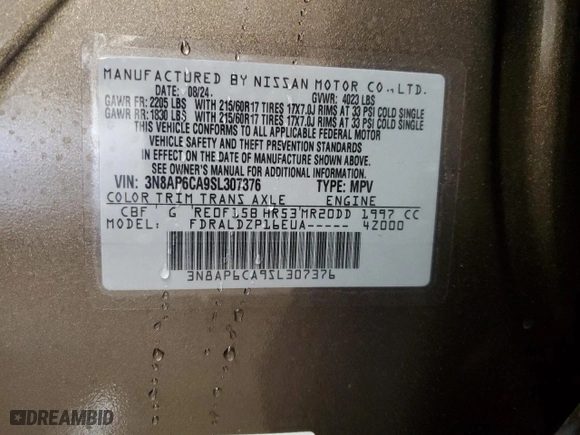 2025 Nissan Kicks SV with VIN 3N8AP6CA9SL307376, listed as a Copart auction lot 82116004 with 60 mi miles and Salvage Title. Bid and sale history available at carsss.com. Image 14.