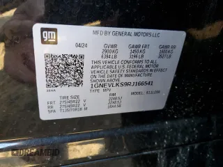 2024 Chevrolet Traverse AWD RS z VIN 1GNEVLKS9RJ166541, wystawiony jako Copart lot #50409225 z przebiegiem 8 356 mil mil oraz Szkoda całkowita • Salvage title. Historia ofert i sprzedaży dostępna na DreamBid. Obrazek 16.