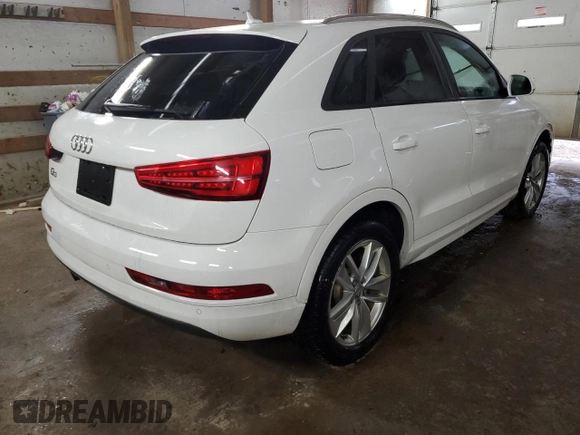 2017 Audi Q3 Premium with VIN WA1BCCFS2HR013957, listed as a Copart auction lot 43524655 with 118,418 mi miles and Salvage Title. Bid and sale history available at carsss.com. Image 3.