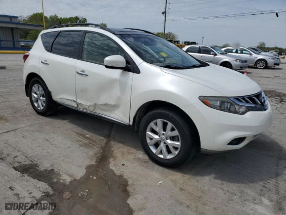 2013 Nissan Murano LE with VIN JN8AZ1MU1DW202429, listed as a Copart auction lot 53546535 with 108,631 mi miles and Salvage Title. Bid and sale history available at carsss.com. Image 4.