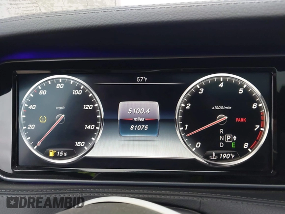 2015 Mercedes-Benz S 550 with VIN WDDUG8CB9FA179284, listed as a IAAI auction lot 41482962 with 81,075 mi miles and . Bid and sale history available at DreamBid. Image 7.