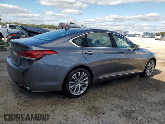 2017 Genesis G80 3.8L with VIN KMHGN4JE9HU168446, listed as a Copart auction lot 80916684 with 83,287 mi miles and Salvage Title. Bid and sale history available at DreamBid. Image 3.