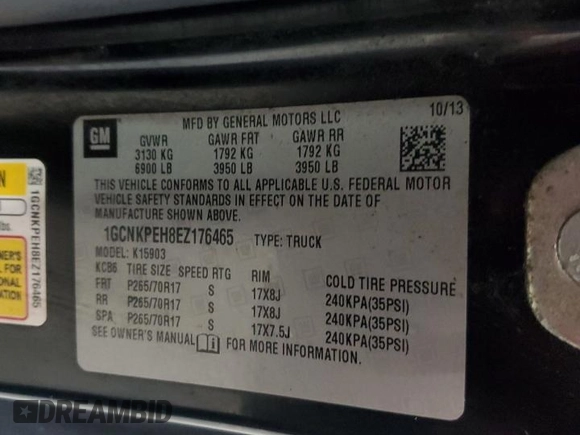 2014 Chevrolet Silverado 1500 Work Truck with VIN 1GCNKPEH8EZ176465, listed as a Copart auction lot 55171685 with 128,370 mi miles and Clean Title. Bid and sale history available at DreamBid. Image 12.