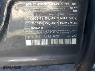 2002 Mercedes-Benz M-Class with VIN 4JGAB54E12A337920, listed as a Copart auction lot 44419495 with 278,061 mi miles and Salvage Title. Bid and sale history available at carsss.com. Image 16.