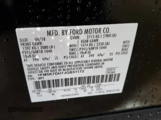 2018 Ford Explorer XLT with VIN 1FM5K7DH7JGB51172, listed as a Copart auction lot 53892525 with 140,896 mi miles and Salvage Title. Bid and sale history available at DreamBid. Image 13.