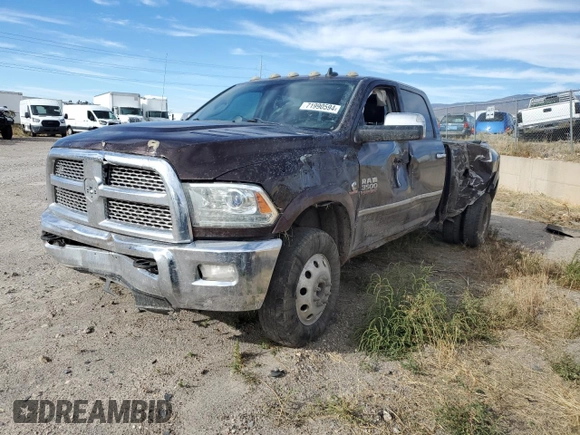 2015 Ram 3500 Laramie with VIN 3C63RRJL6FG688274, listed as a Copart auction lot 71990594 with 157,809 mi miles and Salvage Title. Bid and sale history available at carsss.com. Image 1.