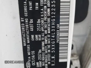 2017 Kia Optima LX z VIN 5XXGT4L3XHG122359, wystawiony jako Copart lot #43523765 z przebiegiem 137 668 mil mil oraz Szkoda całkowita • Salvage title. Historia ofert i sprzedaży dostępna na DreamBid. Obrazek 12.